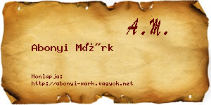 Abonyi Márk névjegykártya